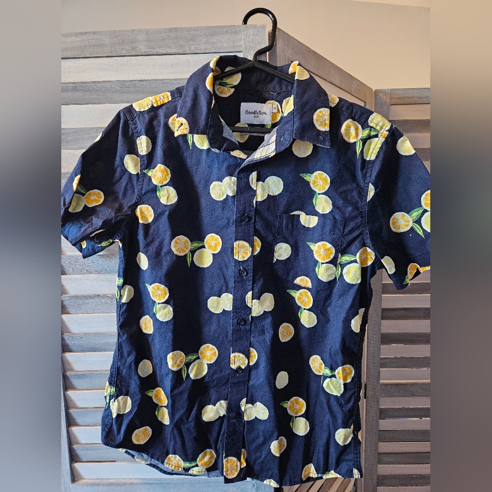 Citrus Print Men's Button Down Medium Slim Fit